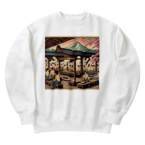 浮世絵風サウナ Heavyweight Crew Neck Sweatshirt