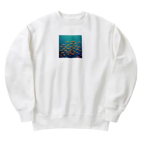 海中を泳ぐ魚のひれ Heavyweight Crew Neck Sweatshirt