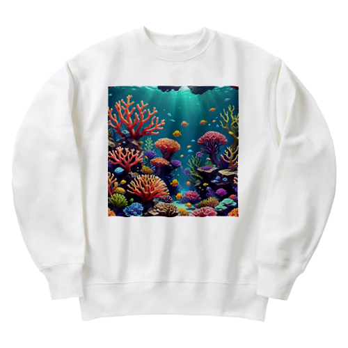 ローポリ風サンゴ Heavyweight Crew Neck Sweatshirt