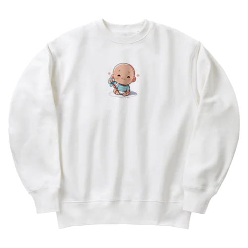 可愛らしい赤ちゃん、笑顔🎵 Heavyweight Crew Neck Sweatshirt