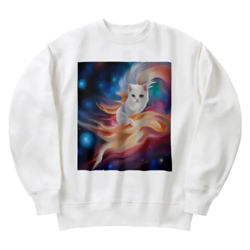 宇宙漂う猫「リリー」 Heavyweight Crew Neck Sweatshirt