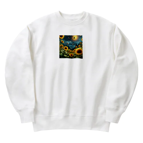 ヒマワリと共に飛ぶ蛍 Heavyweight Crew Neck Sweatshirt