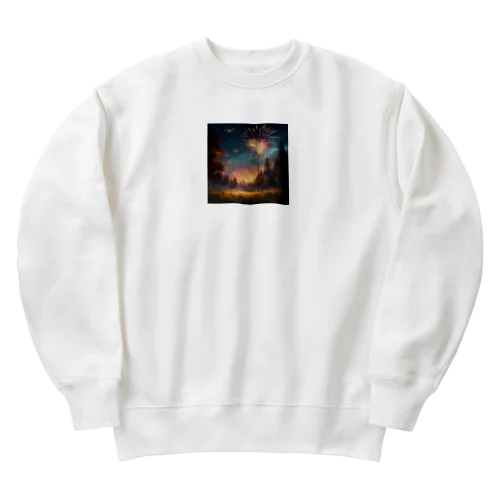 花火と空を舞う蛍 Heavyweight Crew Neck Sweatshirt