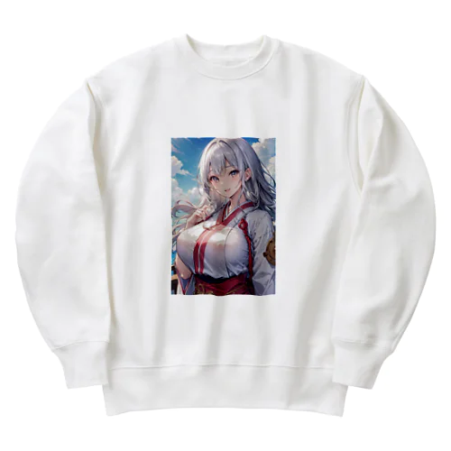 巫女姿のママ Heavyweight Crew Neck Sweatshirt