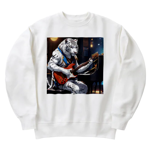 ホワイトタイガーだって弾けるのさ Heavyweight Crew Neck Sweatshirt