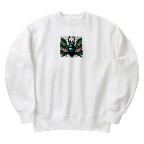 クワガタムシの輝き Heavyweight Crew Neck Sweatshirt