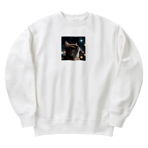 星を見る猫 Heavyweight Crew Neck Sweatshirt