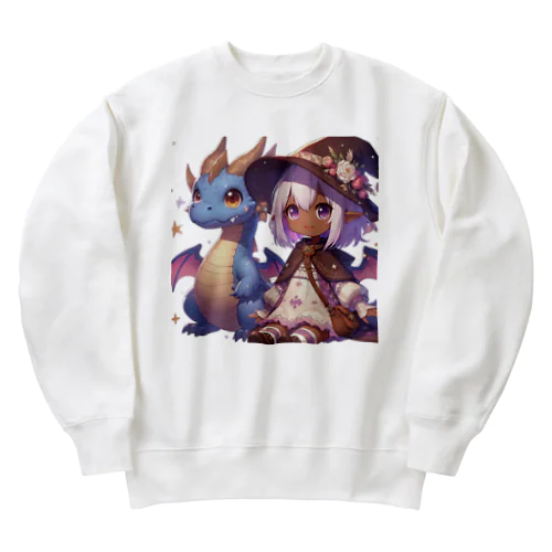 ドラゴンと可愛い女の子3 Heavyweight Crew Neck Sweatshirt