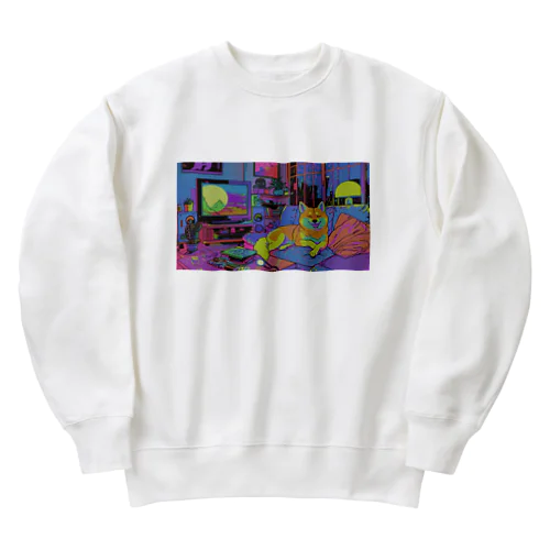 ネオン柴犬 Heavyweight Crew Neck Sweatshirt