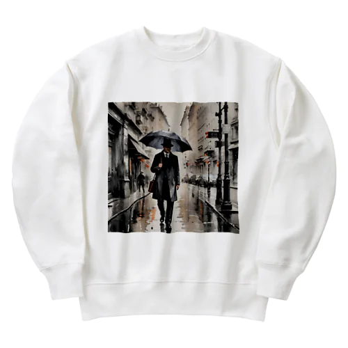 灰色の都会の舗道を歩く紳士 Heavyweight Crew Neck Sweatshirt