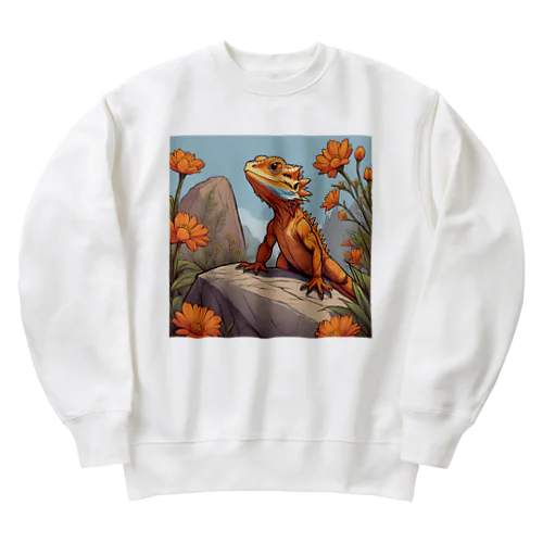 野生のフトアゴヒゲトカゲ Heavyweight Crew Neck Sweatshirt