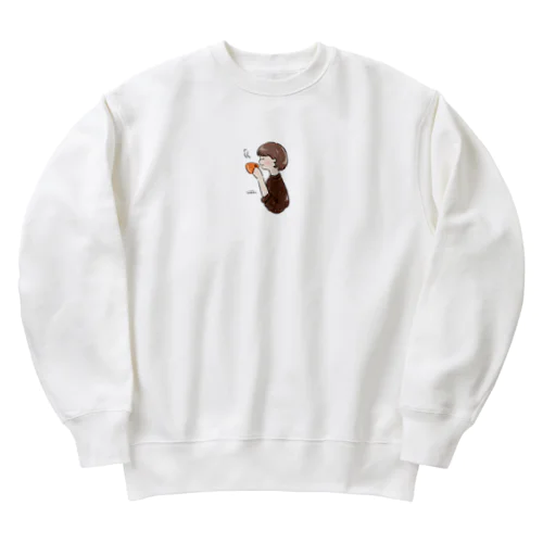 ほっとひと息つく女の子　オレンジショコラ Heavyweight Crew Neck Sweatshirt