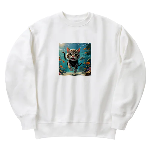 猫ダイバー Heavyweight Crew Neck Sweatshirt