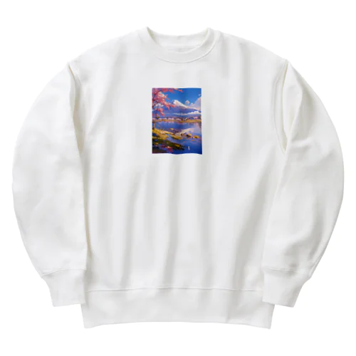 富士山とさくら Heavyweight Crew Neck Sweatshirt