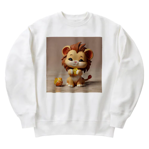 可愛いライオンとおもちゃを使った粘土のモデリング体験 Heavyweight Crew Neck Sweatshirt