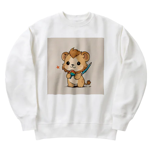 可愛いライオンとおもちゃのペン Heavyweight Crew Neck Sweatshirt