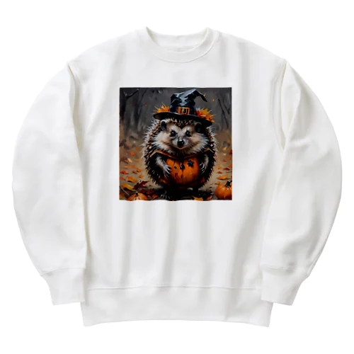 ハロウィンの仮装をしているハリネズミ Heavyweight Crew Neck Sweatshirt