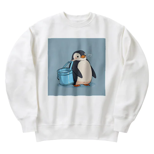 かわいいペンギンとおもちゃのバケツ Heavyweight Crew Neck Sweatshirt