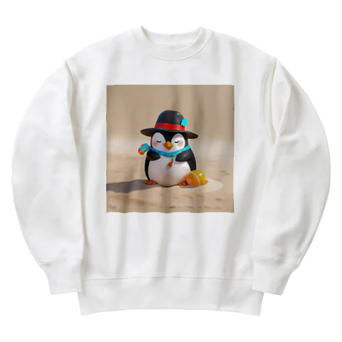 おもちゃの砂を使ったかわいいペンギン Heavyweight Crew Neck Sweatshirt