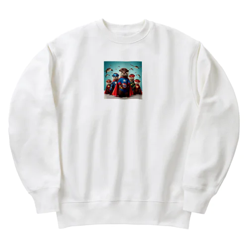 可愛いカワウソのスーパーヒーロー Heavyweight Crew Neck Sweatshirt