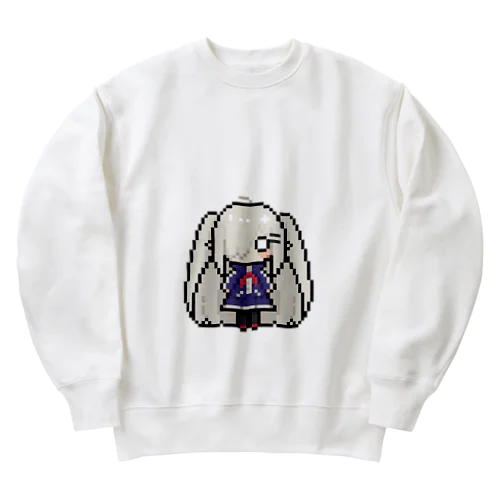 ドット絵の白髪ロング美少女 Heavyweight Crew Neck Sweatshirt