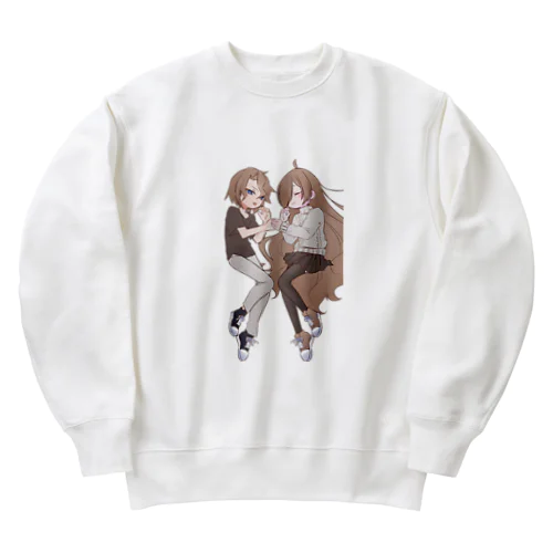 二人寄り添って寝ているカップル Heavyweight Crew Neck Sweatshirt