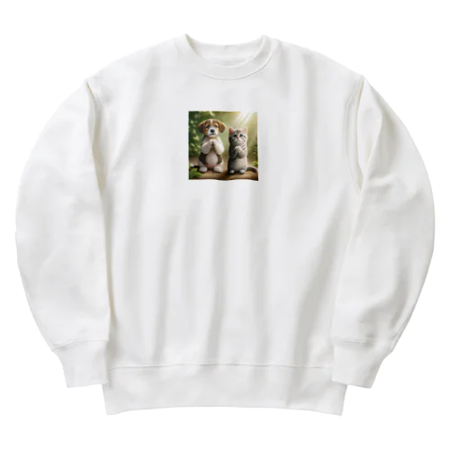 犬猫お願い、木漏れ日 Heavyweight Crew Neck Sweatshirt