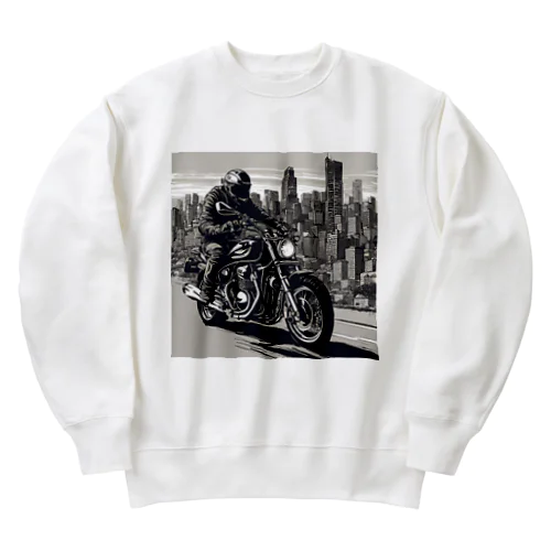 都市の鼓動を感じるライド Heavyweight Crew Neck Sweatshirt