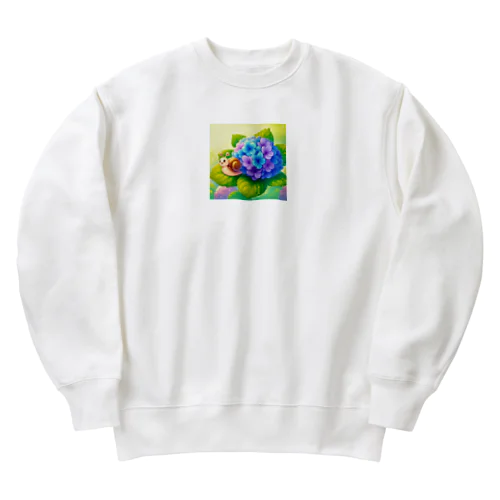 あじさいとカタツムリ　雨上がり Heavyweight Crew Neck Sweatshirt