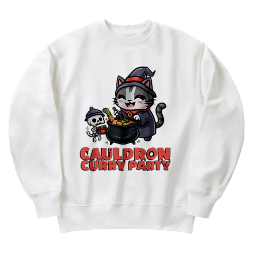 ネクロマンサーのネコさんのカレーパーティー Heavyweight Crew Neck Sweatshirt