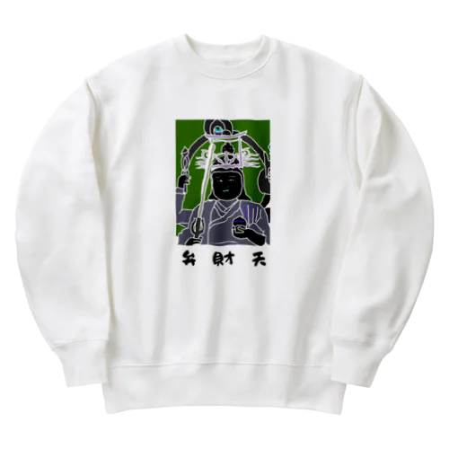 金運を招く弁財天! Heavyweight Crew Neck Sweatshirt