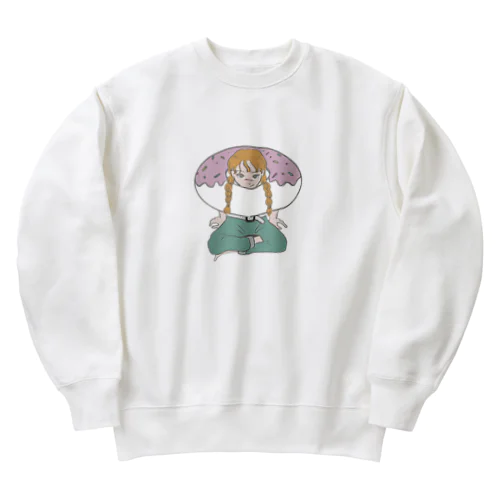 自分に甘いドーナツ・ガール Heavyweight Crew Neck Sweatshirt