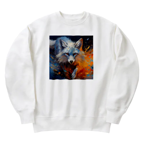 フォックス・突き進む意志・アート風 Heavyweight Crew Neck Sweatshirt