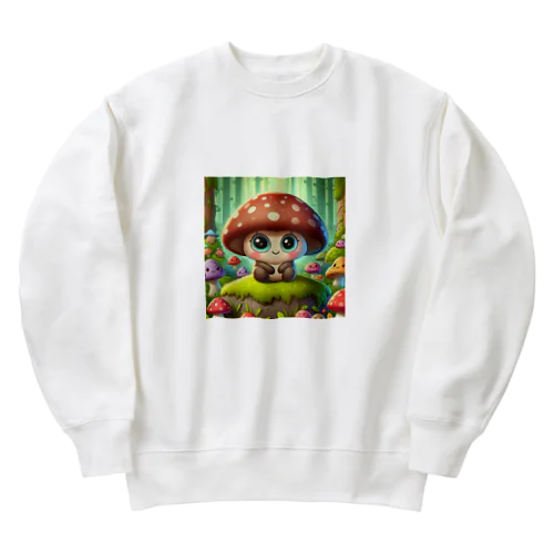 癒し系キノコ可愛いグッズ Heavyweight Crew Neck Sweatshirt