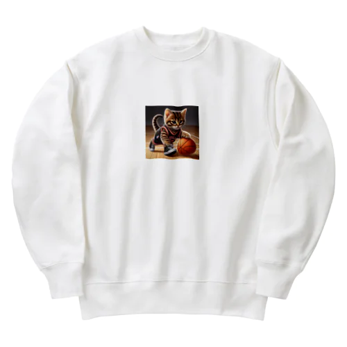 猫大好き！バスケ大好き Heavyweight Crew Neck Sweatshirt