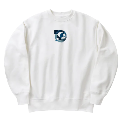 青と白の抽象画 Heavyweight Crew Neck Sweatshirt