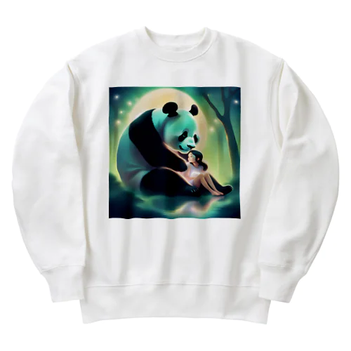 月夜のパンダと女の子5 Heavyweight Crew Neck Sweatshirt