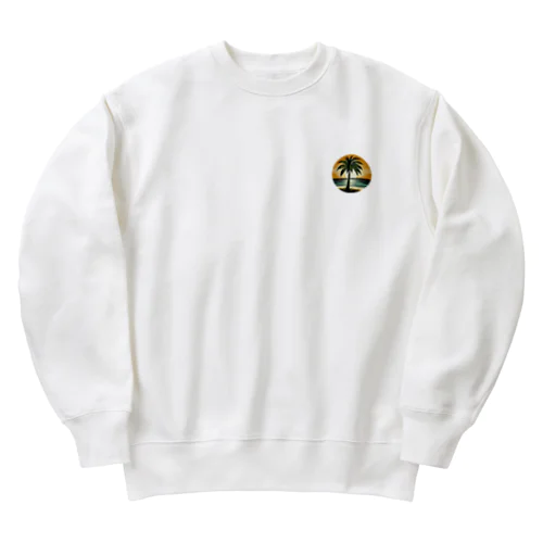 パームツリーと夕陽 Heavyweight Crew Neck Sweatshirt