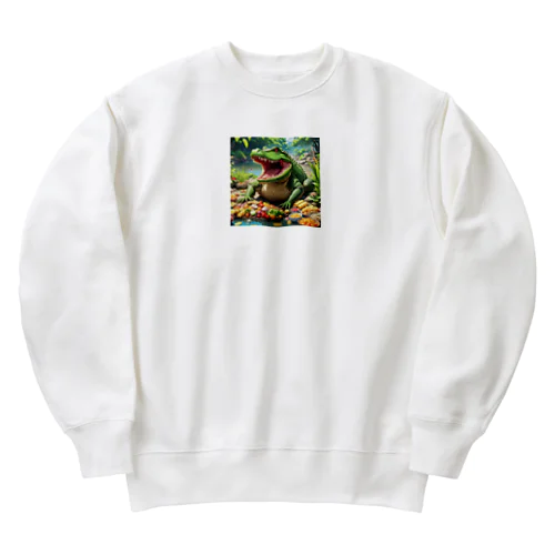 食べてるワニ Heavyweight Crew Neck Sweatshirt