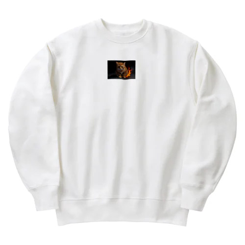 炎の守護者「炎タイプの猫」 Heavyweight Crew Neck Sweatshirt