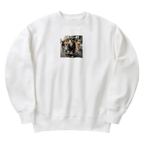 スケートボードの犬 グッズ Heavyweight Crew Neck Sweatshirt