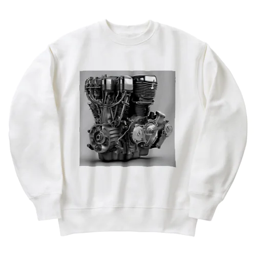 クラシックなバイクエンジンの詳細：メカニカルアートの魅力 Heavyweight Crew Neck Sweatshirt