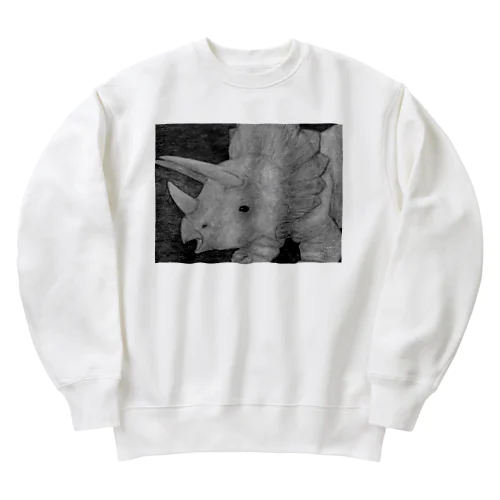 トリケラトプス　モノクロ Heavyweight Crew Neck Sweatshirt