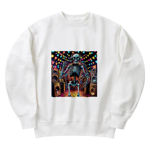 音楽でノリノリの骸骨 Heavyweight Crew Neck Sweatshirt