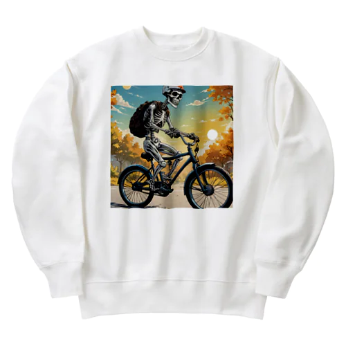 ポタリング中の骸骨 Heavyweight Crew Neck Sweatshirt