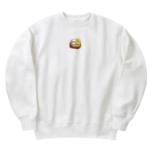 セキセイひな2羽のグッズ Heavyweight Crew Neck Sweatshirt