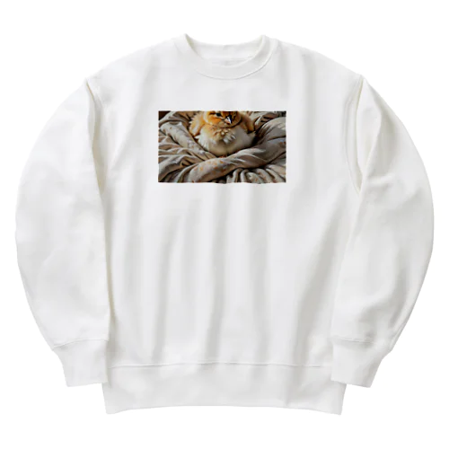 寝ている可愛いひよこ Heavyweight Crew Neck Sweatshirt