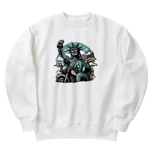 トーチを持ったおばちゃんライダー Heavyweight Crew Neck Sweatshirt