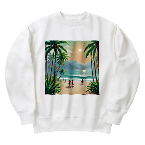 Palm Breeze Bliss Heavyweight Crew Neck Sweatshirt