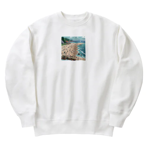 ピクセルアートの5月_潮干狩り Heavyweight Crew Neck Sweatshirt